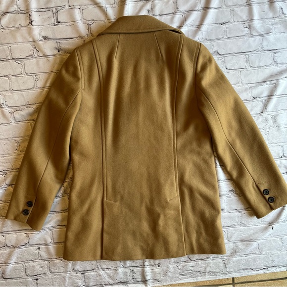 J. Crew Vintage Y2K Pea Coat Double Breasted Camel Neutral Wool Blend Medium - Picture 5 of 11